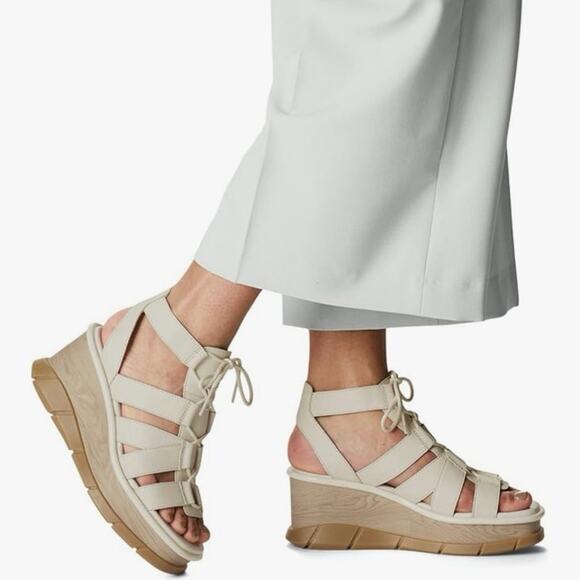 Sorel Joanie III Lace Up Platform Wedge Leather Sandals Size 8 - Picture 1 of 12